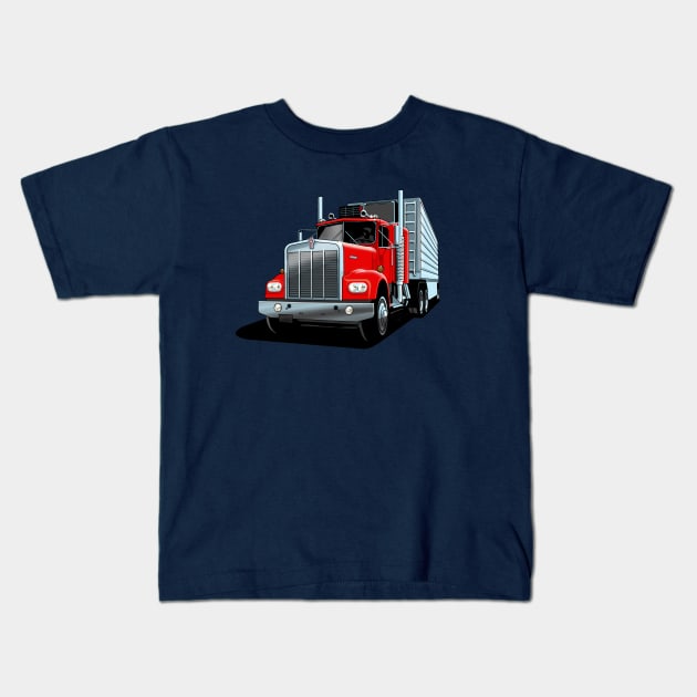 1976 Kenworth W900A in red Kids T-Shirt by candcretro